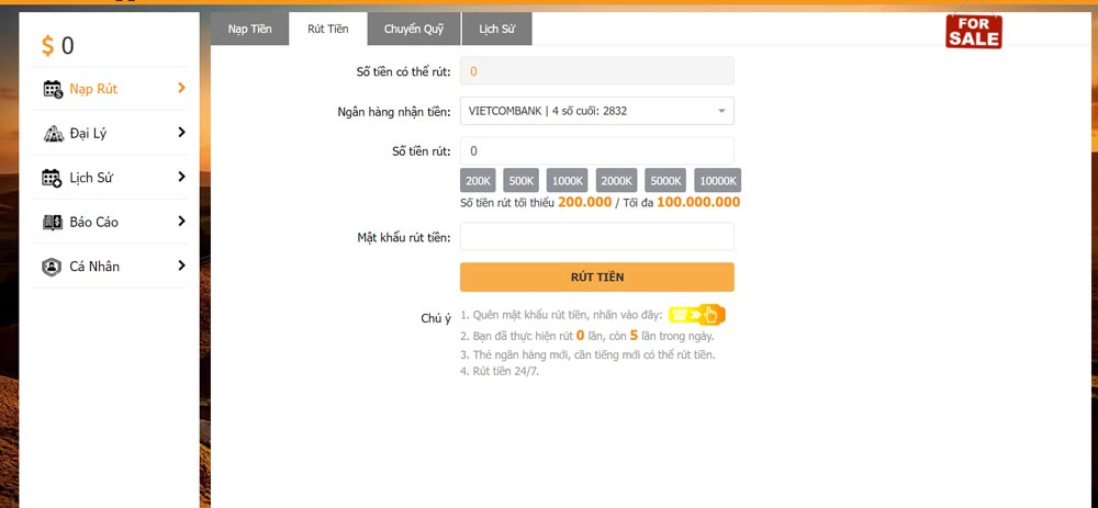 các phương thức rút tiền typhu88